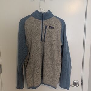 Patagonia 1/4 Zip Better Sweater, Bleached Stone w/ Pigeon Blue
